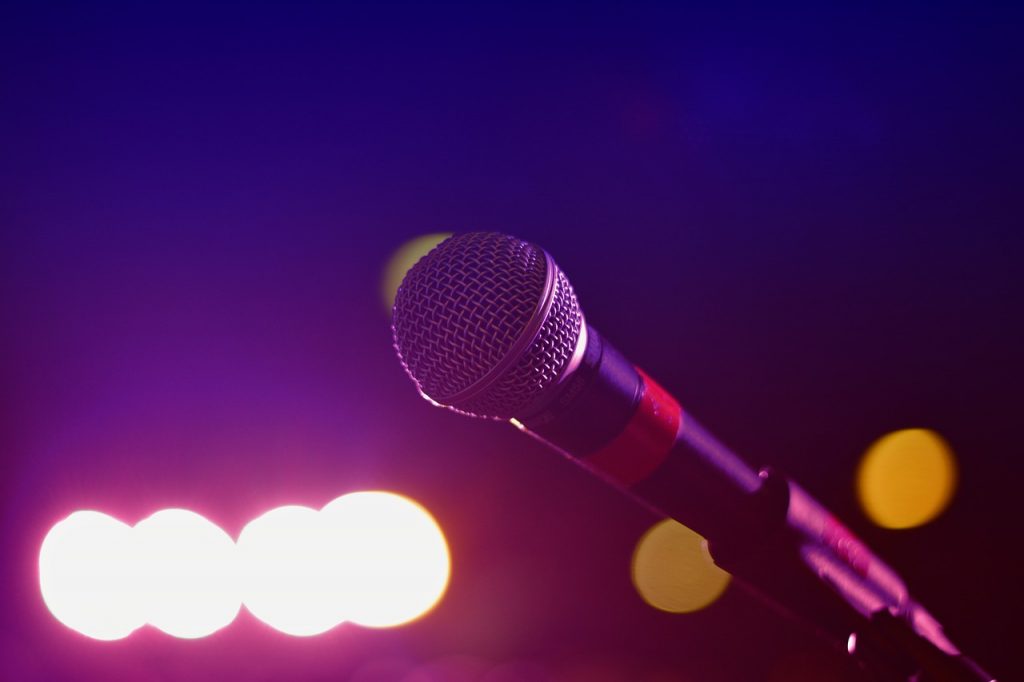 close up of a microphone on a stage