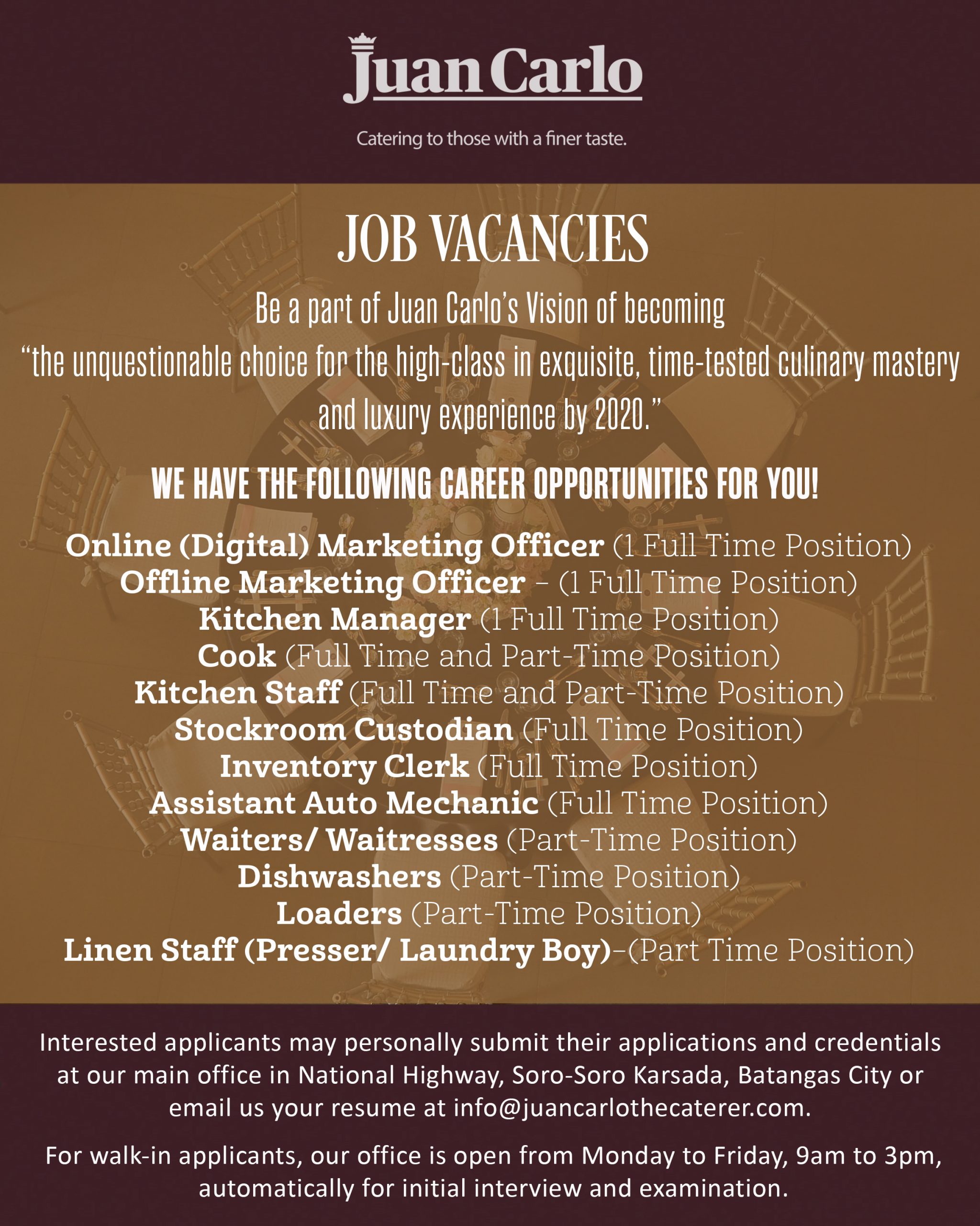 Apply Now and be ONE of us!
