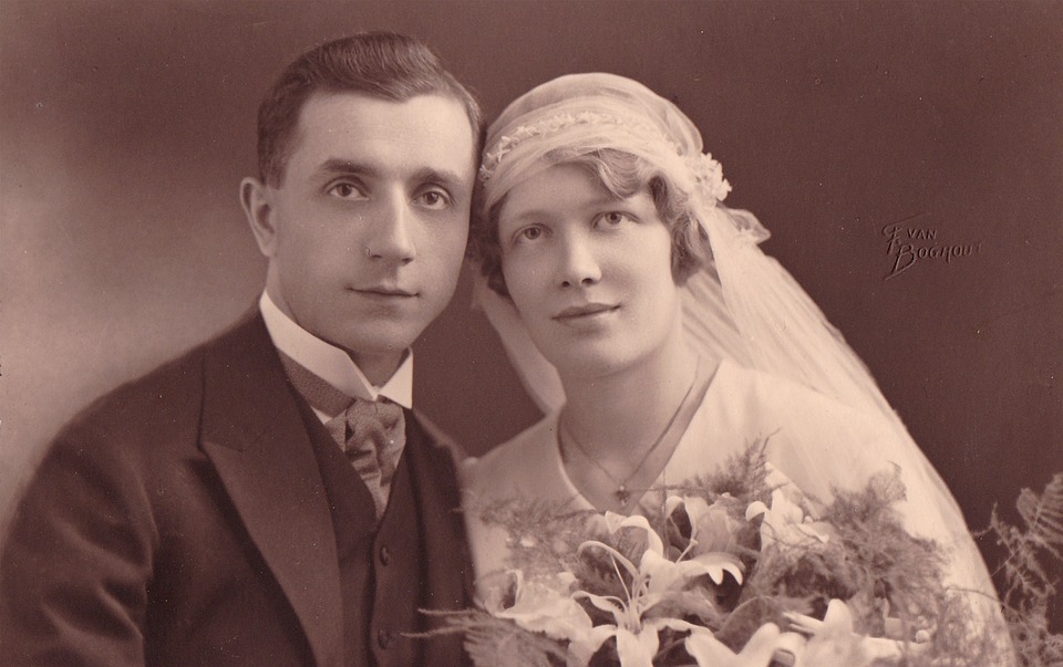 Vintage photo of a wedding couple