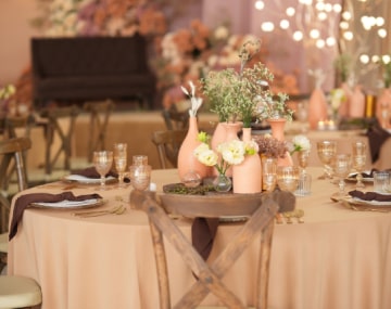 Bohemian themed styling with warm neutral colored decor