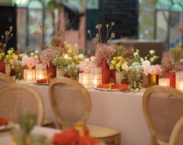 Whimsical themed styling, colorful table settings