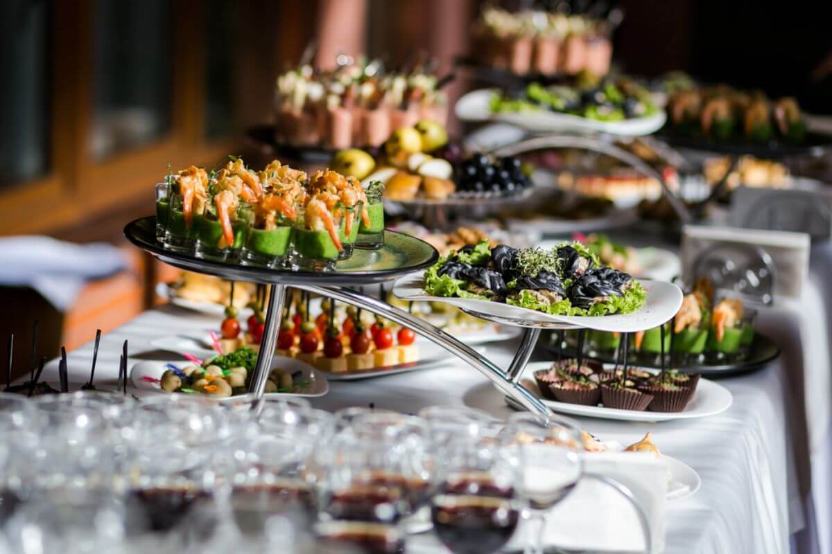 Gourmet meal setup reflecting a formal corporate event